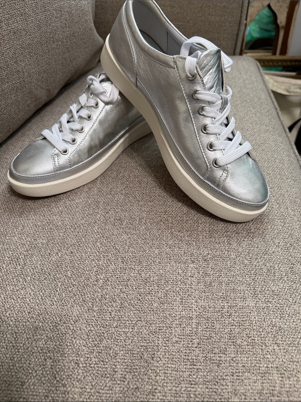 Vionic Silver Lace-Up Platform Sneakers